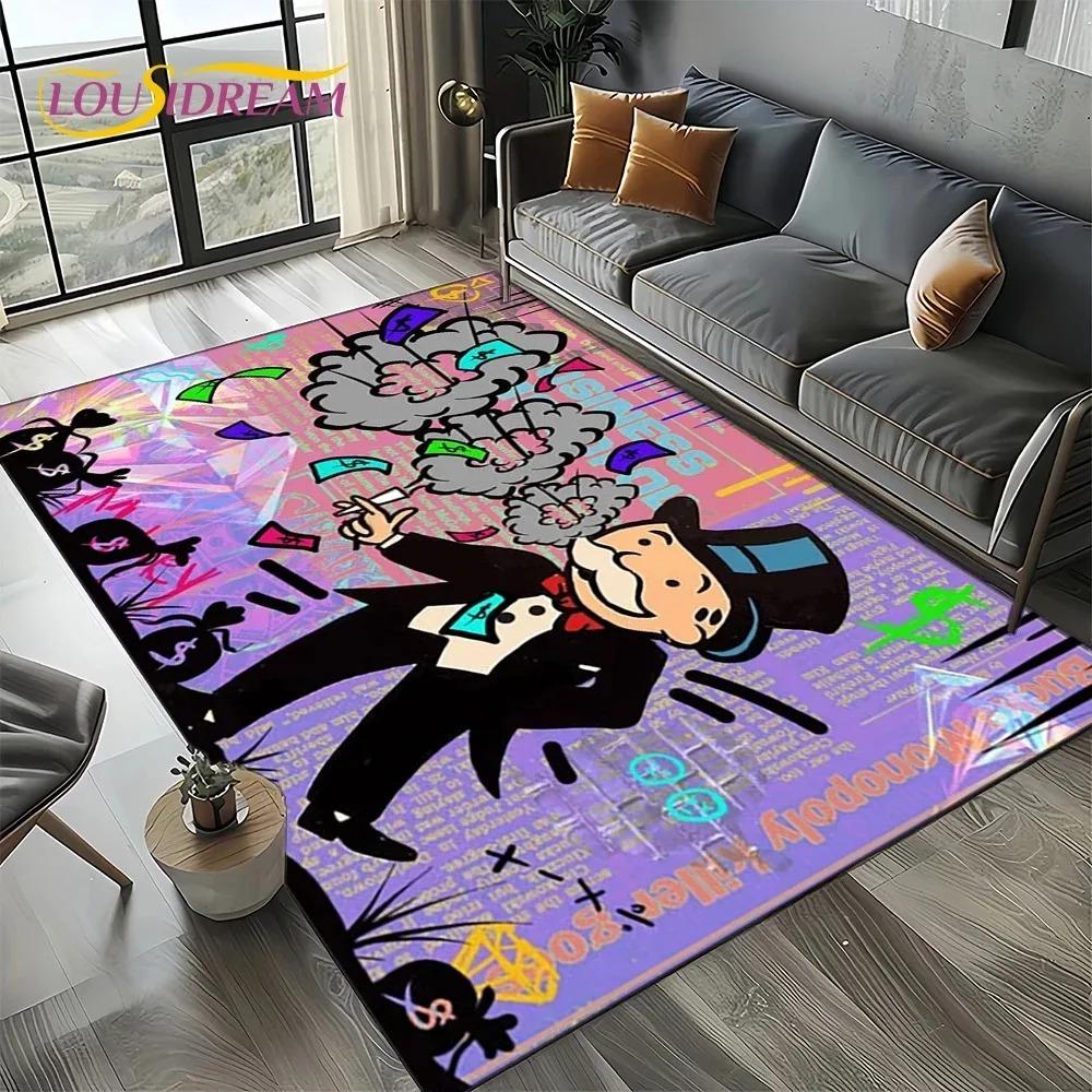 3D Rich Man Game Monopoly Dollar Cartoon Carpet Rug for Living Room Bedroom Home Sofa Decoration Kid Area Rug Non-slip Floor Mat