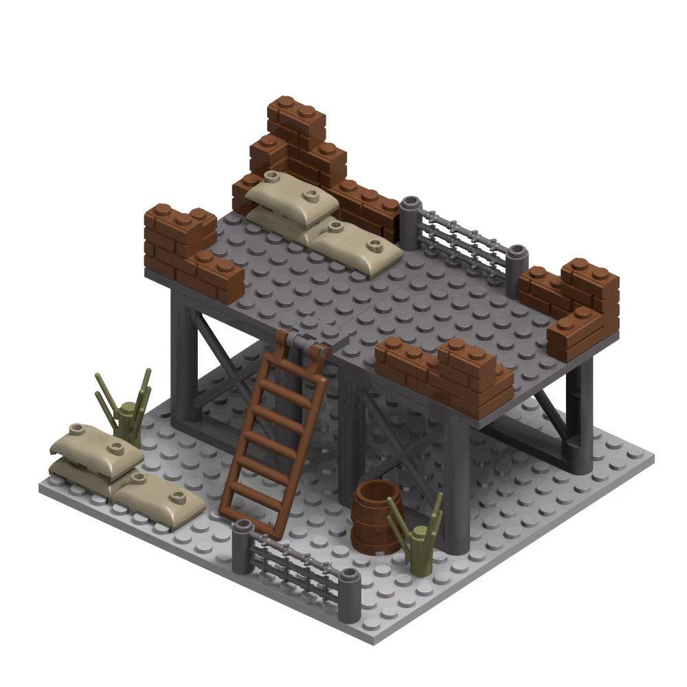 Bricks Toys Model Military Army War DIY Military WW2 Soldiers World 2 Base Observation Tower Assemble Building Blocks Children's