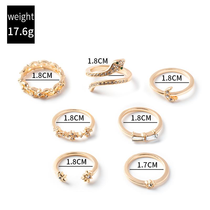 Bohemian Ring Set Wholesale Jewelry Star Moon Jewelry Alloy Snake Ring Set