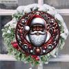 Black Santa Claus Wooden Sign - Navidad Round Sign for Yard Door Wall Hanging Decor - Ideal Christmas Decoration