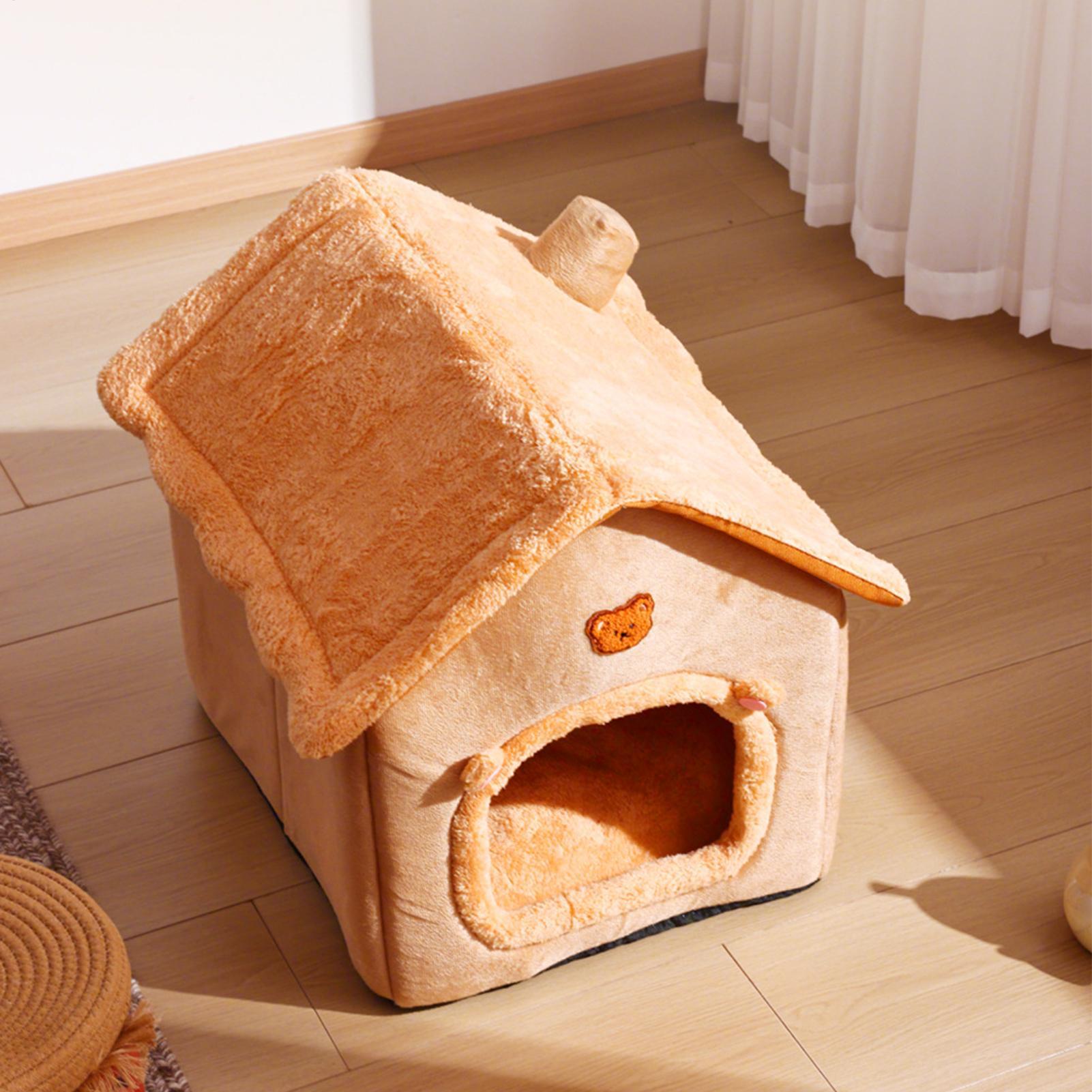 

Cat Bed Cave Non-Slip Calming Foldable Nest Winter Indoor Cat House Kitten Bed For Puppy Small Dog Pet Bedroom Living Room S
