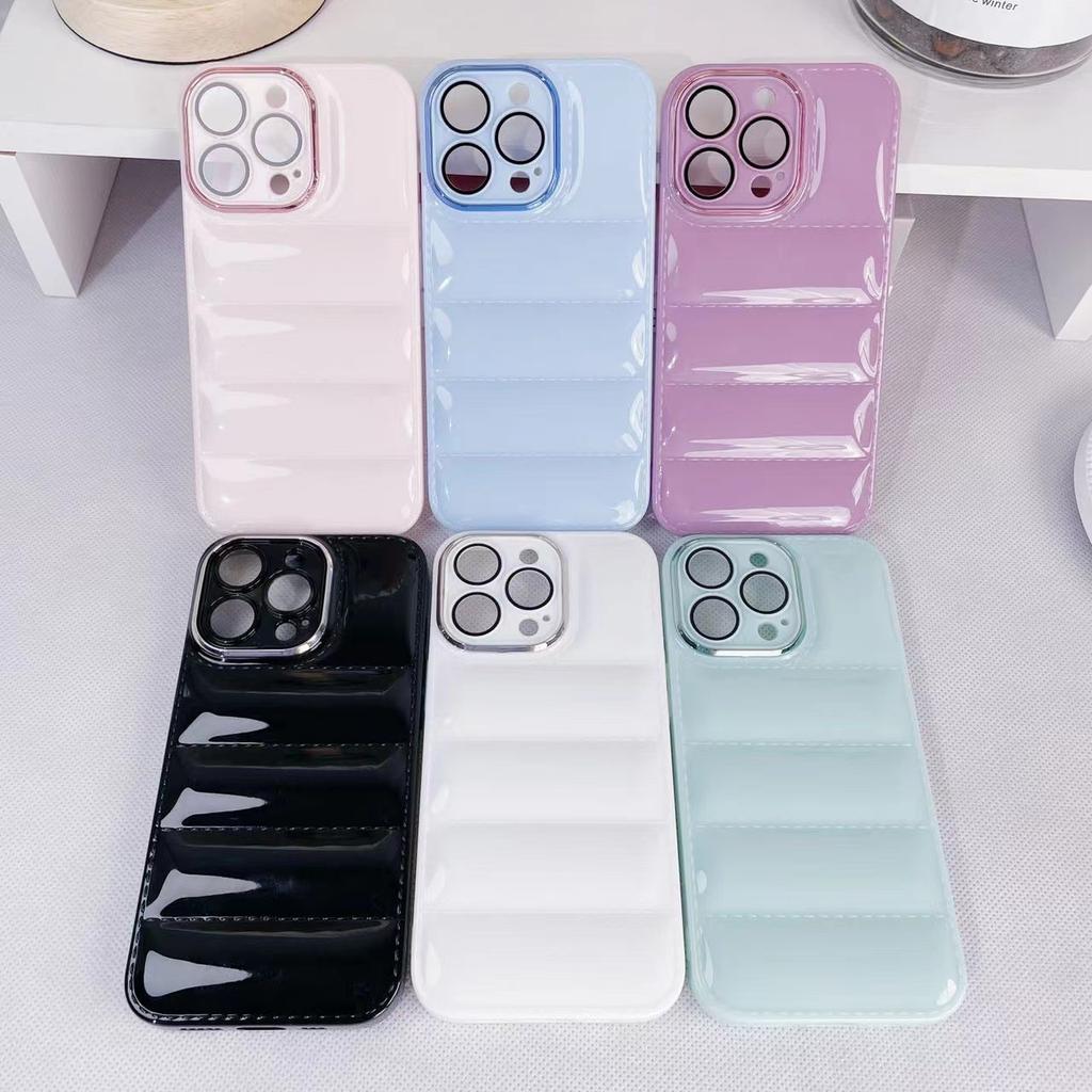 High Quality Candy Color 3D Pattern Shockproof Mobile Phone Cover TPU Down Jackets Phone Case for iPhone 16 Pro Max 15 14 13