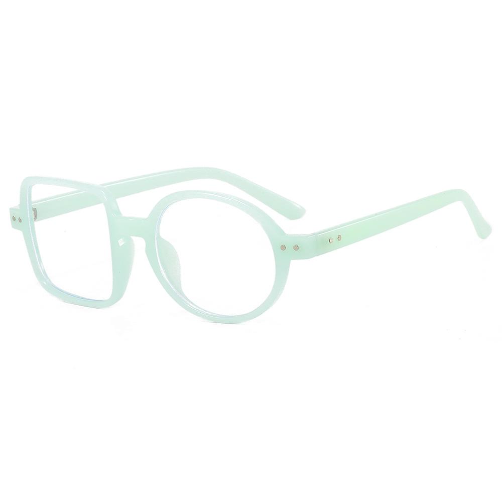 Left Square Right Round Transparent Fashion Novelty Glasses Clear Computer Anti Blue Light Eyeglasses PC Frame and Lens, Full Rim, Decorative Lens