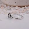 Feather Silver Plated Band Ring | Detailed Leaf Brass Biker Jewelry | Nature Inspired Gift for Him/Her