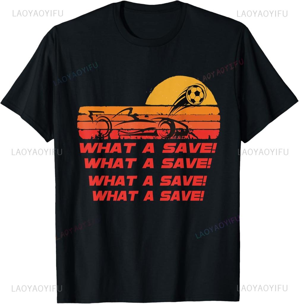 What A Save Vintage Retro Rocket Soccer Car League TShirt Custom Printed Shirts Funny T Shirts