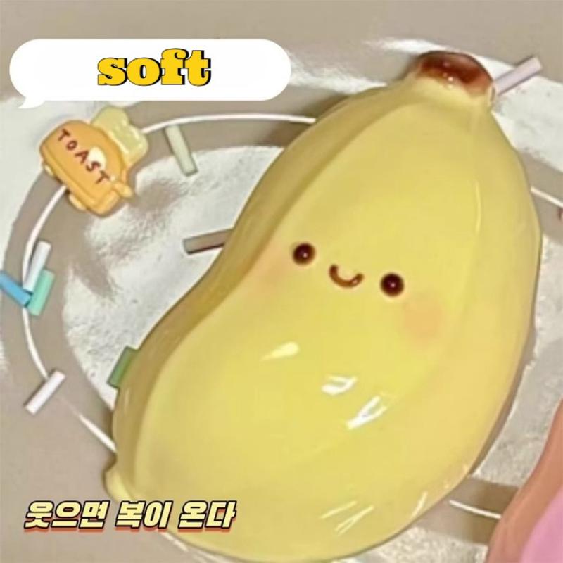 Cartoon Face Banana Squishies Anxiety Relief Fruit Squeeze Toys Desk Decor Party Prank Prop