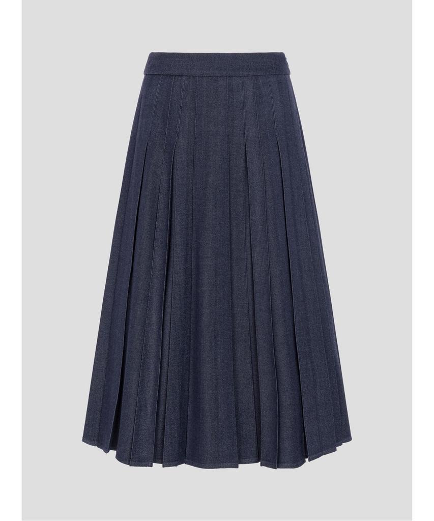 Binpolleidiseu Denim-Like Pleated Skirt Navy (Bf5X27C55R)