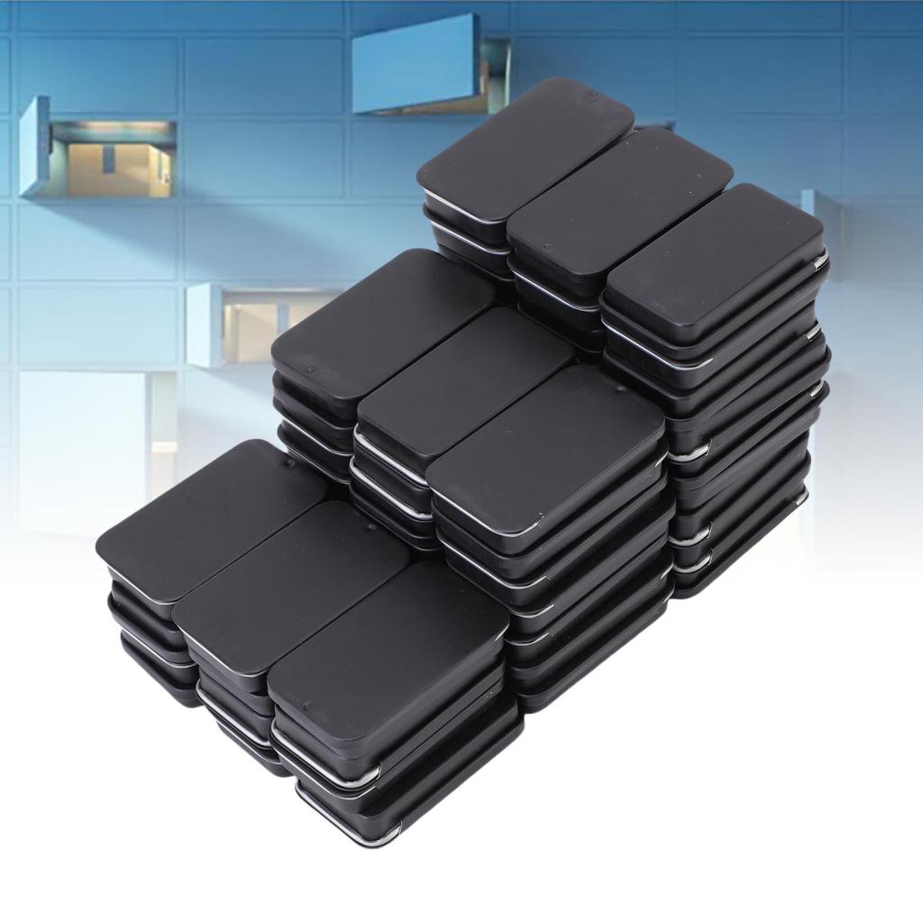 60Pcs Small Tin Box Slide Top Rectangular Tin Containers For Candies Jewelry Crafts Lip Balm Storage Black Small Tin Containers
