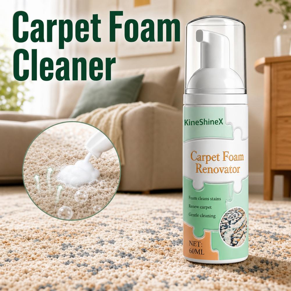 60ML Carpet Foam Renovator Deep Stain Removal Fast Acting No Damp Residue With Cleaning Towel Waterless Seat Cleaner
