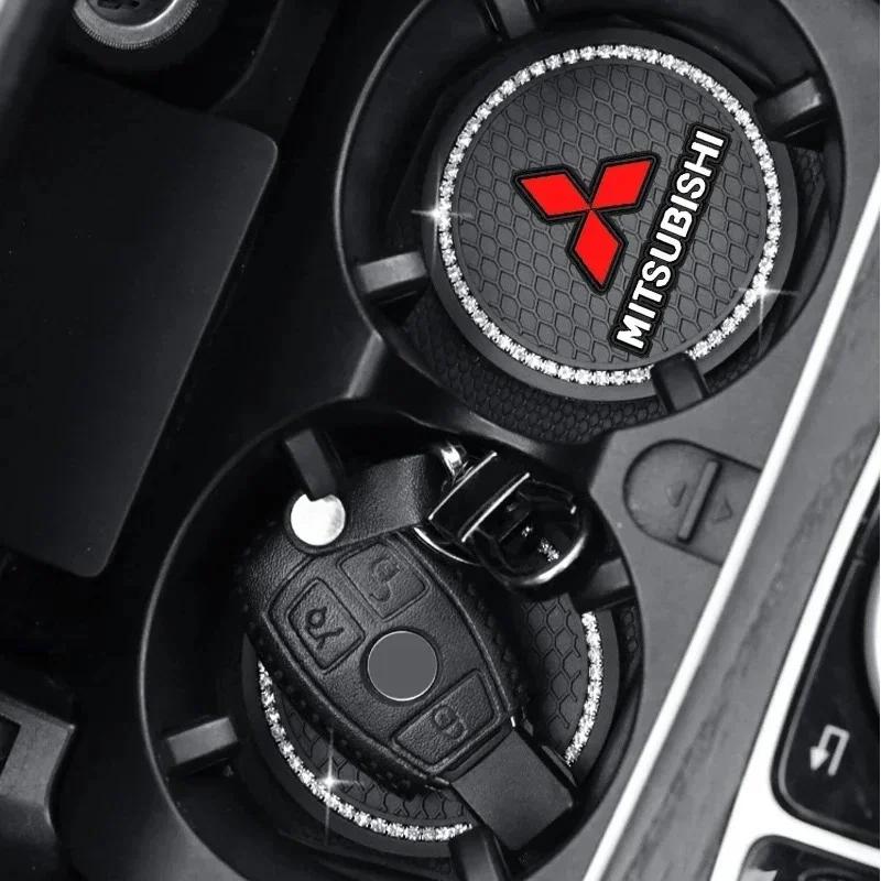 2PCS Universal Car Cup Holder Coaster Anti-Slip Water Cup Mat Interior Accessories for Mitsubishi Outlander Lancer ASX Pajero Sp