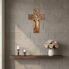 Baptism Gifts Wooden Wooden Cross Handcrafted Hanging Plaque Cross Wall Decor 3D Design Crucifix Wall Art Christian Prayer