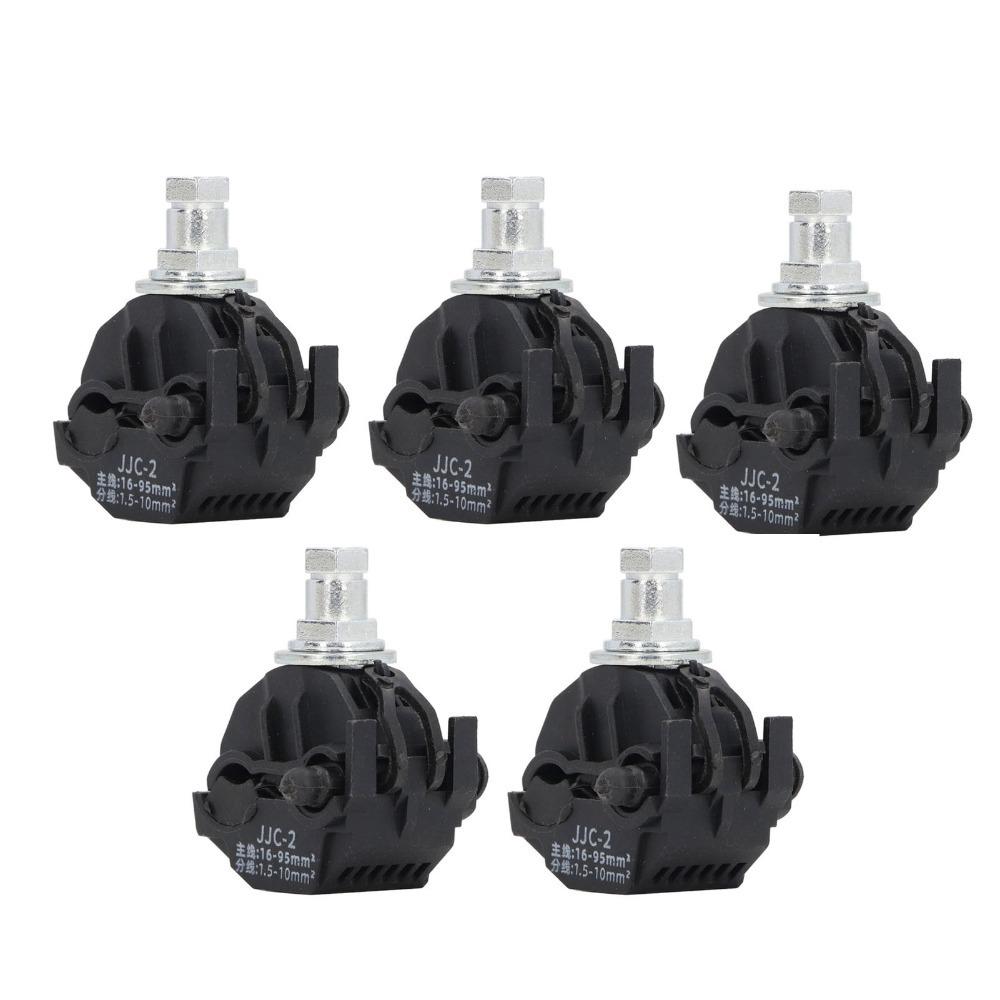 

5PCS JJC-2 Insulation Piercing Connector 1KV No Peeling Puncture Wire Clamp High Low Voltage Cable Splitter Road Lighting чорний