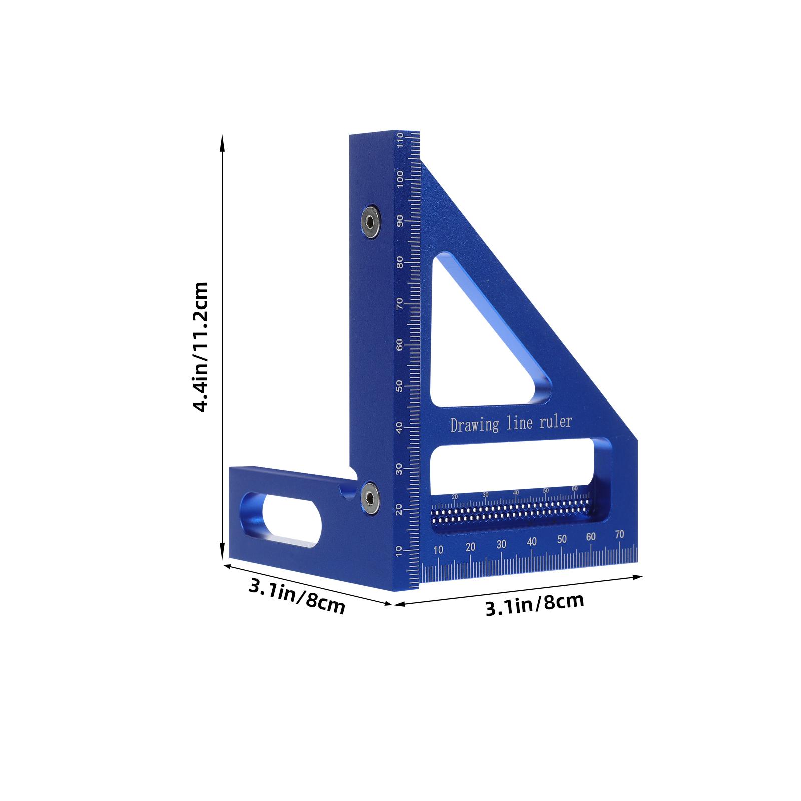Aluminum Ruler Triangle Square Tool Clear Scale Precise Measurement Durable Aluminum Alloy Right Angle Ruler Measuring синий