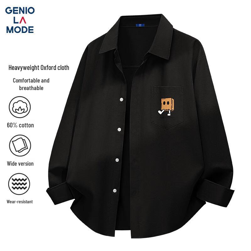 GENIOLAMODE Men s Oxford Print Long-Sleeve Casual Shirt 2XL