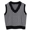 Women's Casual V-Neck Pullover Shirt Collision Color Sleeveless Sweater Vest