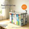 Transparent Book Storage Box with Handle Waterproof Dustproof Thickened Plastic Organizer Bins for Bedroom Book Storage