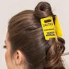 Überstimuliert Warnschild Haarspange Lustiges Accessoire für feines Haar in leuchtendem Gelb und Schwarz Fettdruckdesign