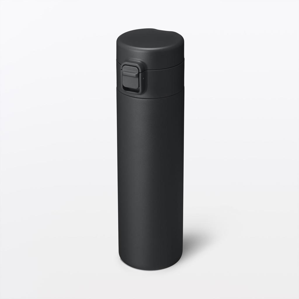 MUJI Vacuum Insulated Insulated 76049135 Bottle, One-Touch Type, 500mL, Black,