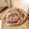 Elegant Rose Floral Round Rug Brown and  Beige Non-Slip Floor Mat Washable 2D Flat Print Area Rug for Living Room Bedroom Decor