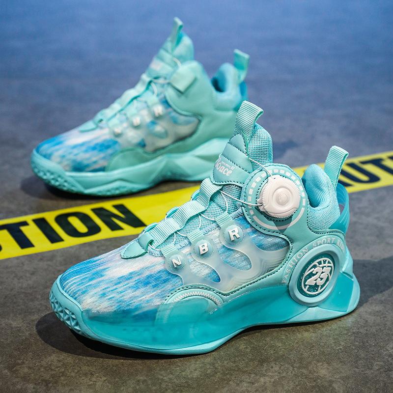 Children's basketball shoes new summer training mesh rotating buckle boys sports shoes medium older boys boys training venom