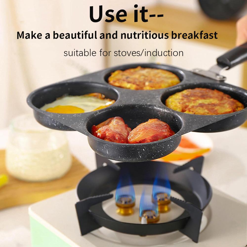 Four hole non stick frying pan - perfect for eggs, pancakes, etc. | Durable iron material | Perfect for home and restaurant use