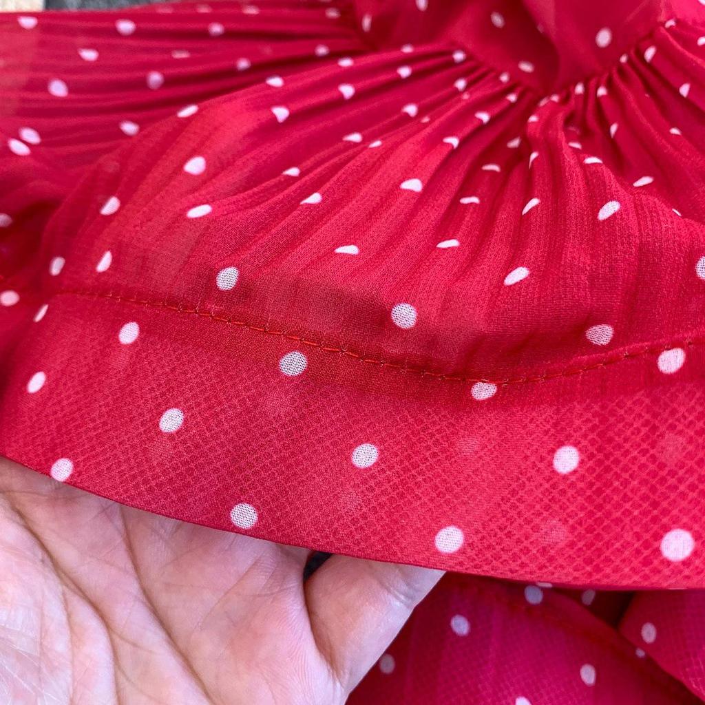 Elegant Polka Dot Ruffle Dress - Women's Spring/Summer Tie-Waist Long Sleeve Skirt