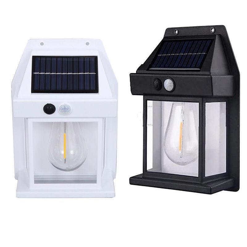 Solar Motion-Activated Tungsten Garden Wall Lamp, Three-Mode Waterproof Outdoor Atmosphere Lighting