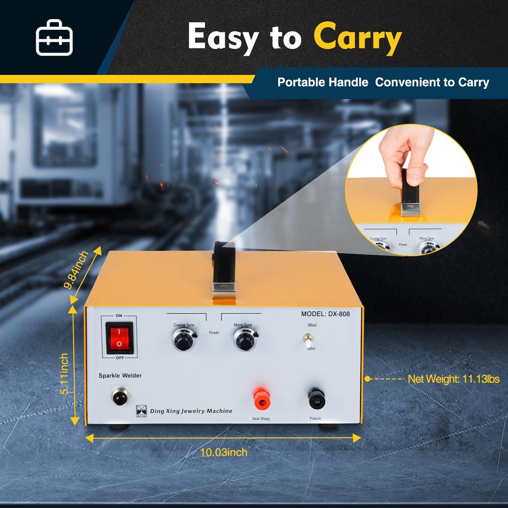Adjustable Current Jewelry Spot Welder Machine W/ Handheld Welding Gun - 600W 110V Electric Welding Kit for DIY Jewelry Making