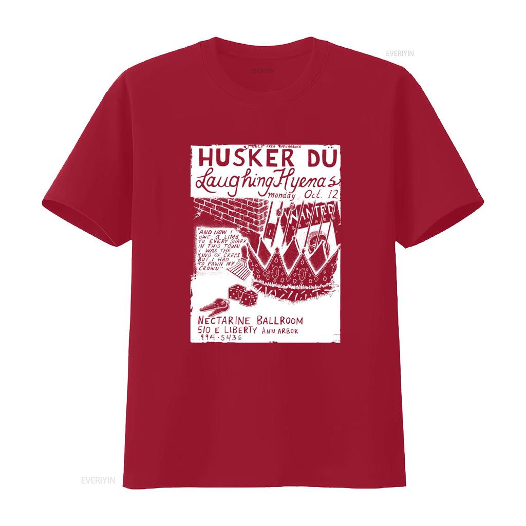 Husker Du Laughing Hyenas Gig Flyer Inspired Limited Edition Classic Black Tribute T Shirt Vintage Washed Versatile Streetwear