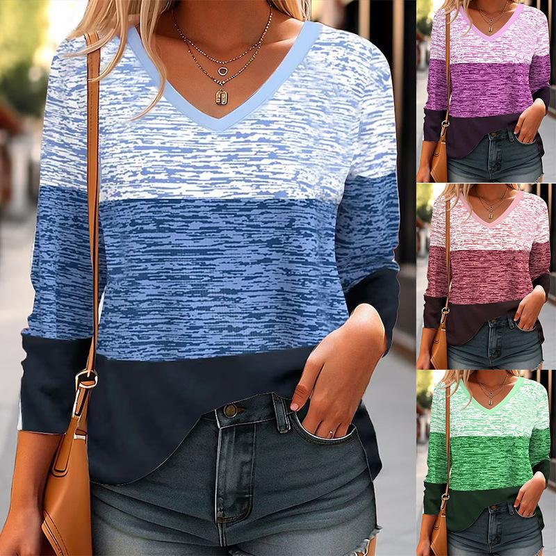 

Large size women s trendy square loose V-neck top magenta green blue 1XL маджента