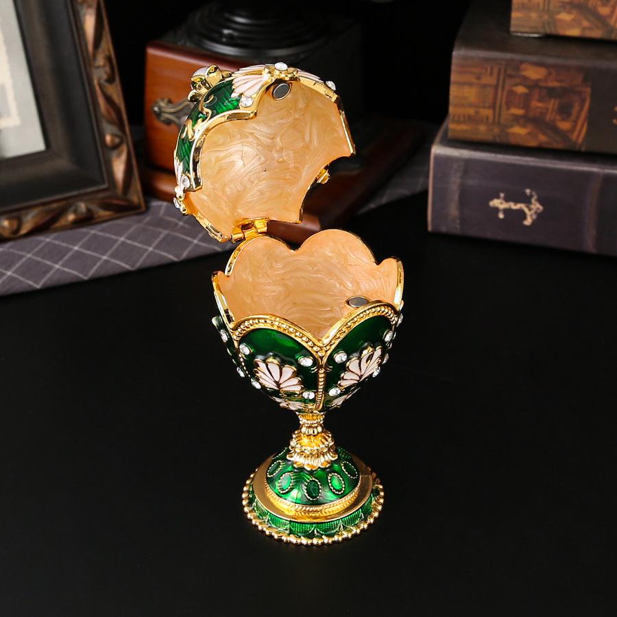 Luxus-Emaille Fabergé-Stil Eier Schmuckschatulle Legierung Schmuckaufbewahrung Dekoration
