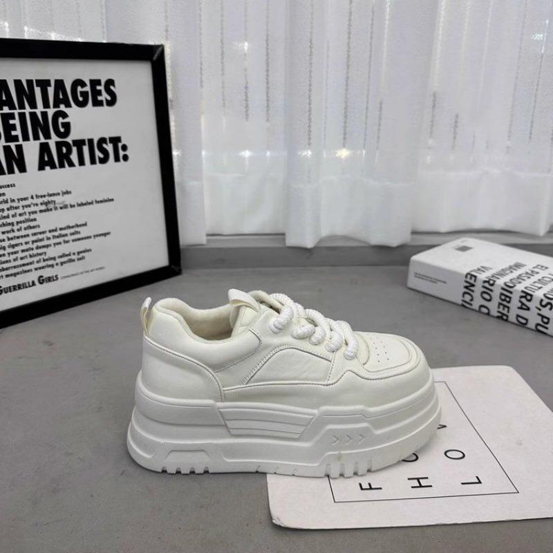 Women Thick Sole Height Increasing Versatile Casual Korean Style Low Top Training Board Sneakers