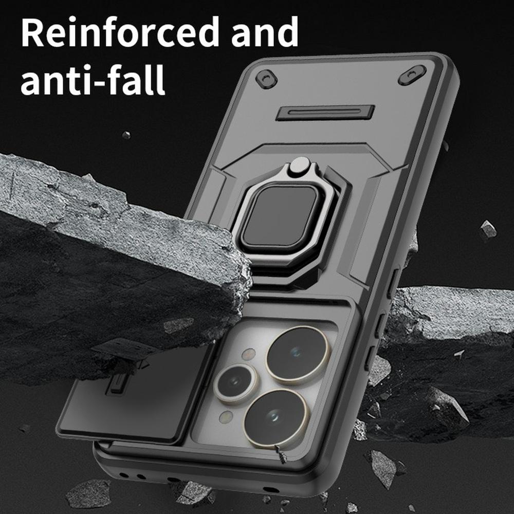 For Realme 15 5G Case PC+TPU Kickstand Phone Protector with Lens Cover