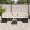 VidaXL Ensemble de Canapés de Jardin 8 Pièces avec Coussins Noir Poly Rattan Acacia 3347292