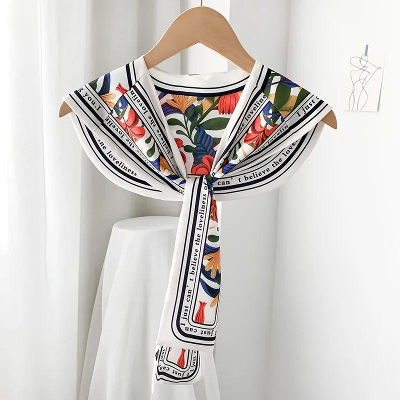 WTEMPO Spring Summer Versatile Printed Soft Silk Scarves Retro Elegant Fashion Women's  Casual Outdoor Sunscreen Scarves Can Detchable