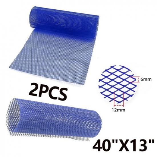 2 Pcs Car Grill Mesh Aluminum Grille Sheet Rhombic Hole 6x12mm Universal 40”x13