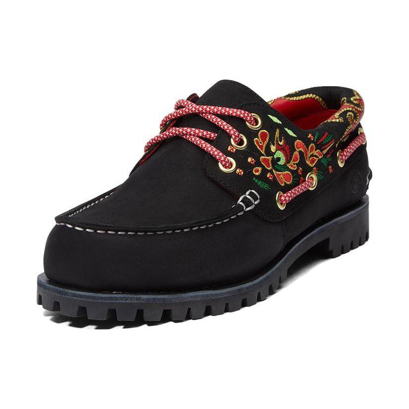 CLOT X Timberland Classic Low Top Three Hole Boat Shoes Women Shoes Black A5Z6UW