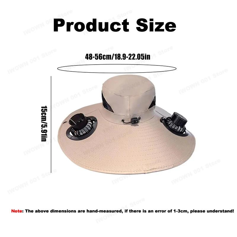 Wide Brim Solar Fisherman Hat Rechargeable Fan Outdoor Sun Hat for Camping Hiking UV Protection Fan Hat Father's Day Gift