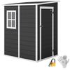 4'x5' Garden Storage Shed, Lean To Shed, Lockable Garden Shed with Window, Vent and Plastic Roof, Black