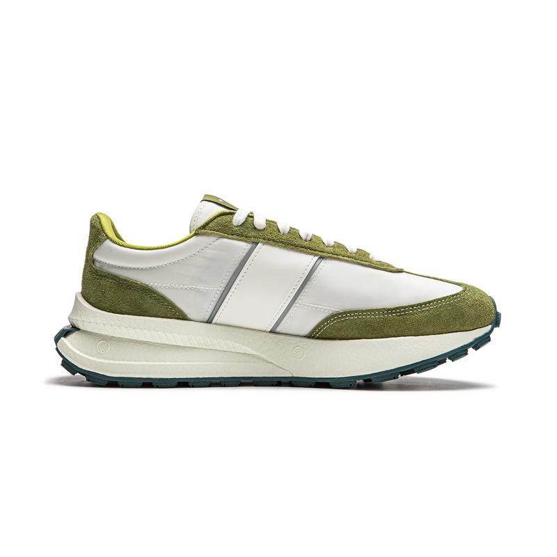 Li Ning Light Boat Odblaskowe Modne Niskie Codzienne Buty Unisex Codzienne Buty Białe Zielone AZGU081-5