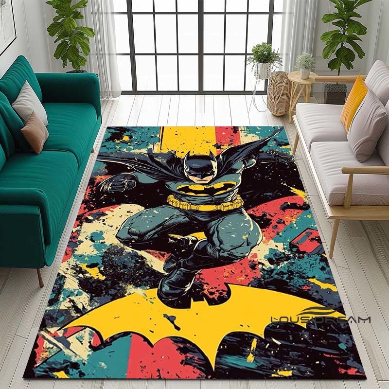 Cartoon Classic: Batman Area Rug — Batman Logo Accent Rug for Living Rooms & Kids' Bedrooms — Comfortable, Non-Slip, and Durable