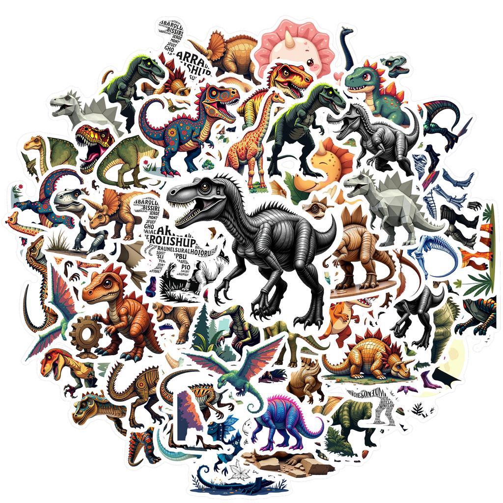 35-70pcs Diverse Dinosaur Stickers Cartoon Animal Sticker Aesthetic Phone Bike Wall Scrapbook Motorcycle Waterproof Graffiti