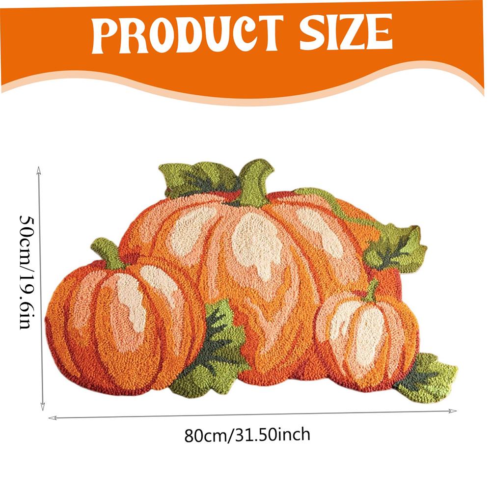 

Pumpkin Shape Thanksgiving Rug Cute Soft Fall Bathroom Decor Non-Slip Water Absorbent Floor Mat for Bathroom Home Decor