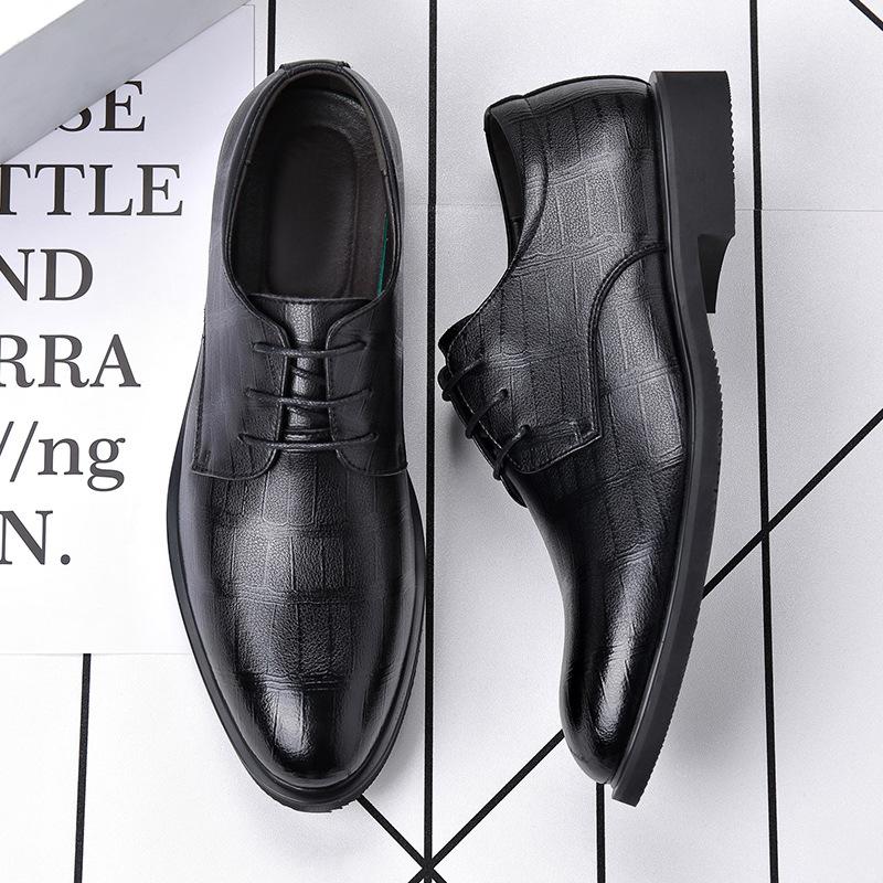 Low-top lace-up business leather shoes men's business heightening shoes men's formal leather shoes attendance office men's shoes
