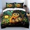 Cute Owl Family Decorative Set Bedding Set with 1 Duvet Cover 2 Pillowcases Single Double King Queen Gift