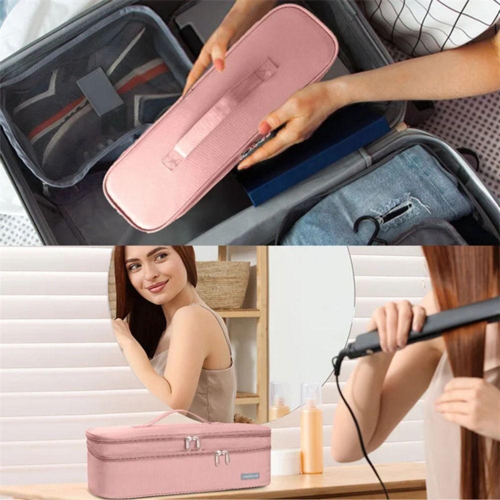 2 Layers Portable Hair Dryer Tote Bag Multi-compartment Large Capacity Curling Iron Carrying Case Space Saving Handheld