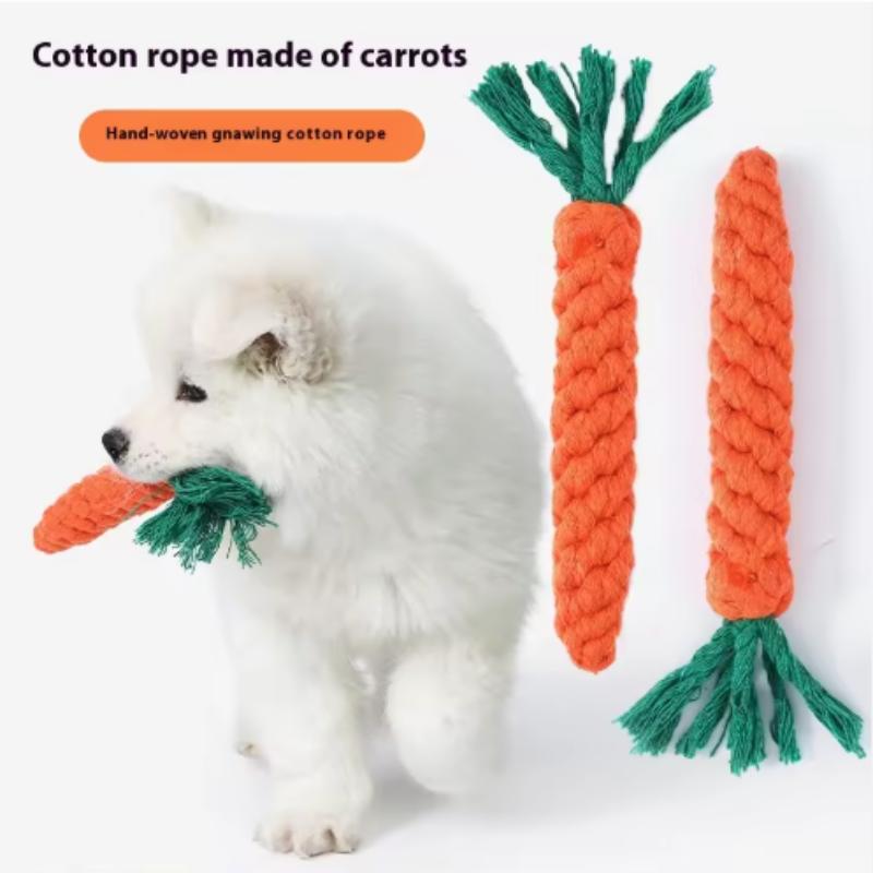 Cotton Rope Weaving Carrot Pet Toy for Puppies - Durable Wear & Bite Resistance Boredom Relief Dog Toy