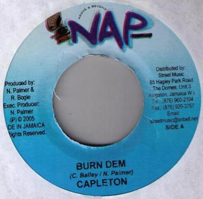 7inch Record CAPLETON - Burn Dem NONE NAP Musiq 2005 Jamaica Reggae, Ska & Dub Used