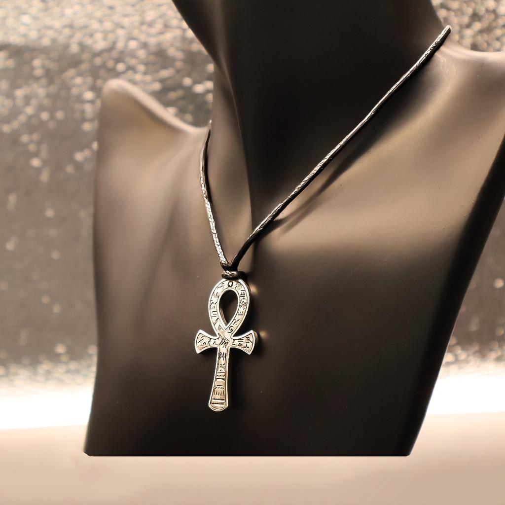 Egyptian Anka Cross Pendant Necklace Vintage Anubist Silver Necklace Hip Hop Stainless Steel Accessories