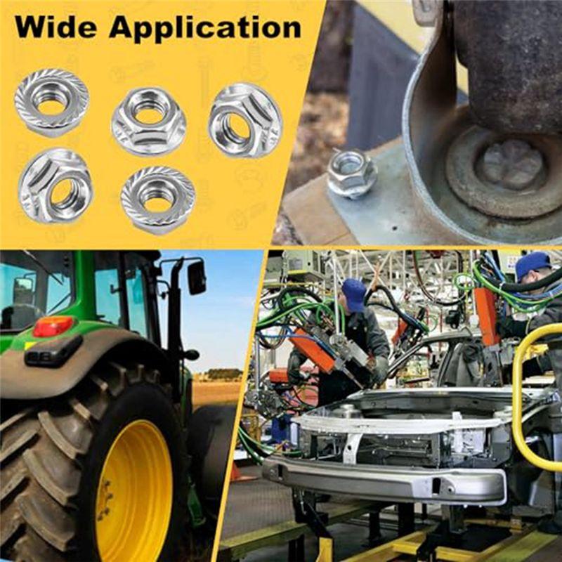 A20F-Serrated Flange Hex Nuts Hexagon Flange Nuts, Locknuts Replacement Nut For DIY Home Mechanism